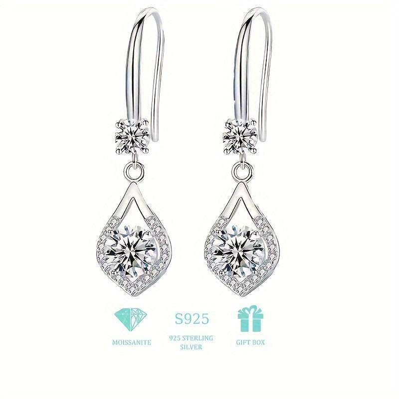 Luxurious Teardrop Moissanite Earrings - 925 Sterling Silver, Classic Sparkle, Hypoallergenic, Nickel-Free, Durable, Timeless Design, Perfect for Engagement, Wedding, Anniversary, Birthday Gift, Elegant Accessory for Any Occa