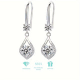 Luxurious Teardrop Moissanite Earrings - 925 Sterling Silver, Classic Sparkle, Hypoallergenic, Nickel-Free, Durable, Timeless Design, Perfect for Engagement, Wedding, Anniversary, Birthday Gift, Elegant Accessory for Any Occa