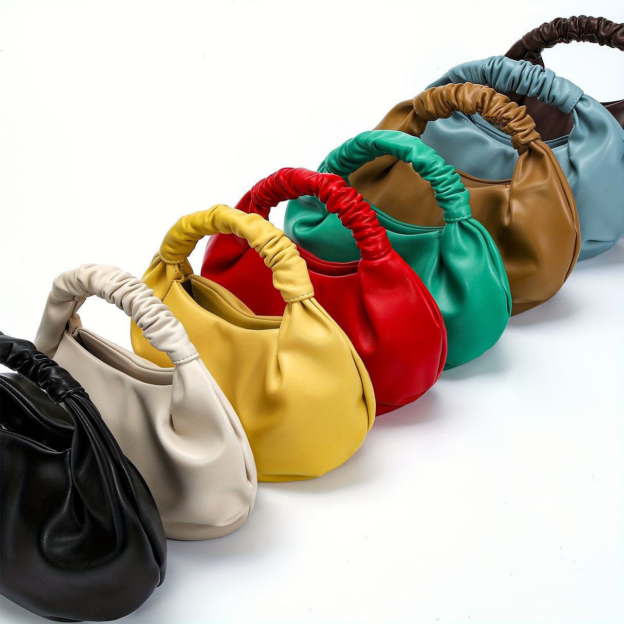 Chic Cloud Ruched Tote Bag for Women - Supple Vegan Leather, Timeless Solid Color, Spacious Hobo Handbag with Fashion Purse Style