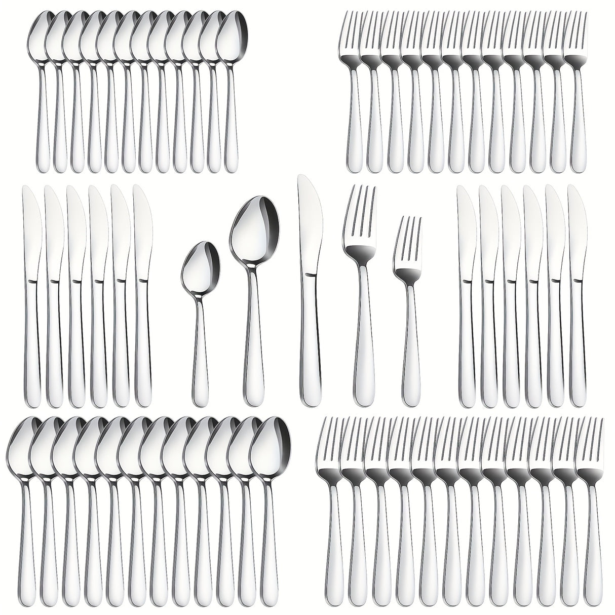 40/60pcs Stainless Steel Silverware Set, Western Food Utensils, Dinner, Supplies Including Knives, Forks, Spoons, Restaurants, Hotels, Family Birthday, Wedding, Outdoor Events, Independence Day, Christmas Party Gifts, Can Be