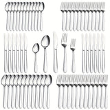 40/60pcs Stainless Steel Silverware Set, Western Food Utensils, Dinner, Supplies Including Knives, Forks, Spoons, Restaurants, Hotels, Family Birthday, Wedding, Outdoor Events, Independence Day, Christmas Party Gifts, Can Be
