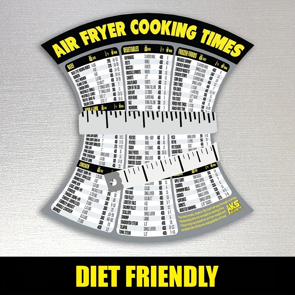 90 Food Reference Guide Air Fryer Cheat Sheet Magnets - Extra Large, Easy-to-Read, Magnetic Cooking Time Chart and Kitchen Gadget - Perfect for Beginners and Busy Home Cooks - Gray