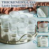 12Pcs, Ribbed Glasses, Drinking Glass Set, Vintage Glassware for Kitchen, Old Fashioned Whiskey Tumblers, Perfect for Juice, Cocktails, and Beverages