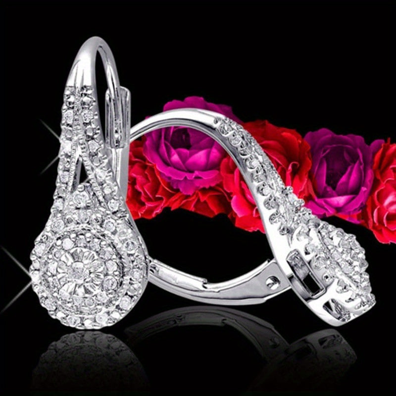 [Luxury Heart Earrings] Elegant Luxury Eight Heart Earrings - Cubic Zirconia Dangle Earrings for Daily & Party Wear