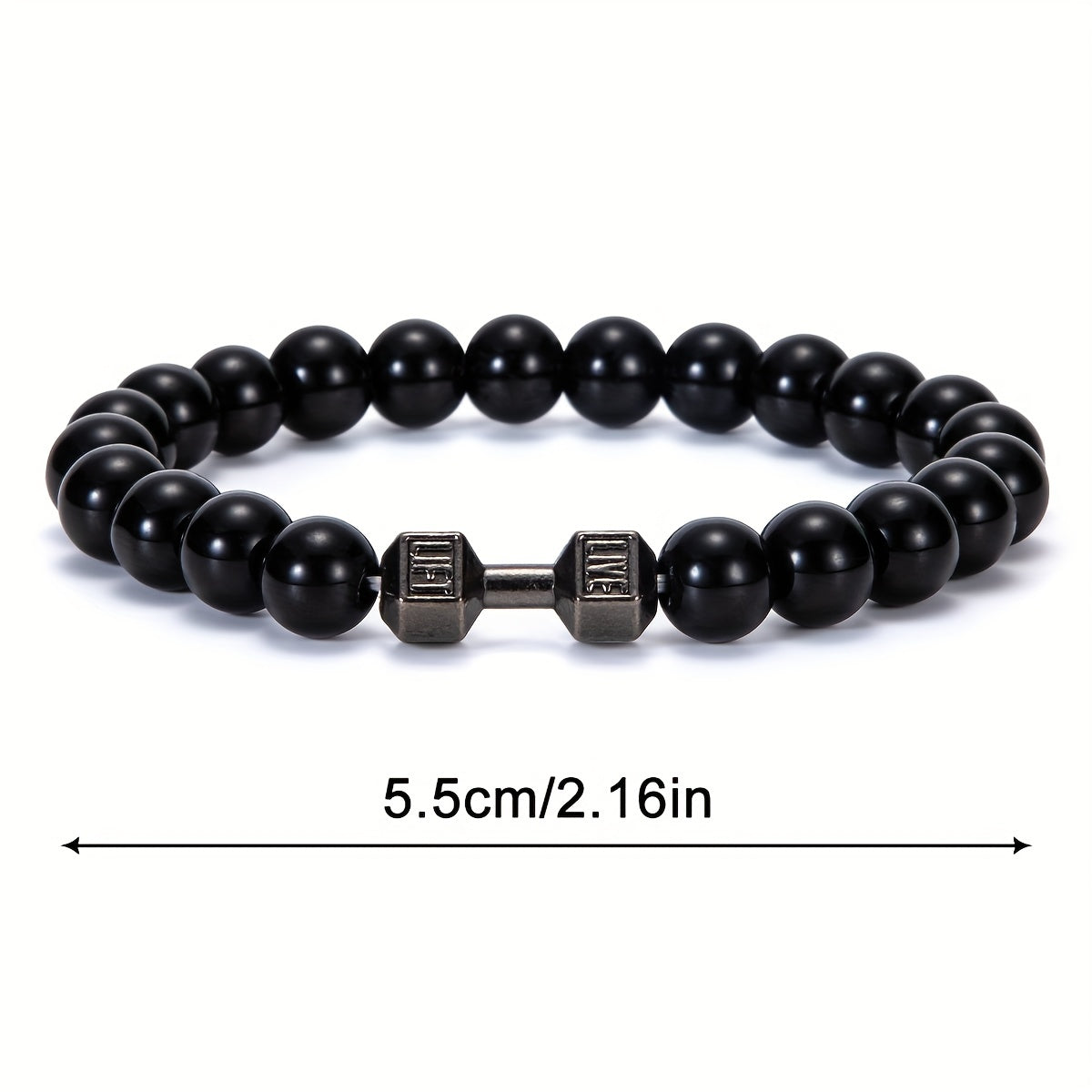 2pcs Men Dumbbell Decor Beaded Bracelets, Gift For Family And Friends, Holiday Birthday Gift For Boyfriends
