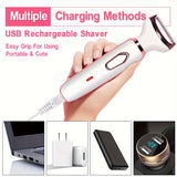 4-in-1 Painless Womens Hair Epilator - Ultimate Grooming Kit for Armpit, Bikini, Leg, Pubic Areas - Electric Razor, Trimmer, Clipper, Shaver for Effortless Smoothness