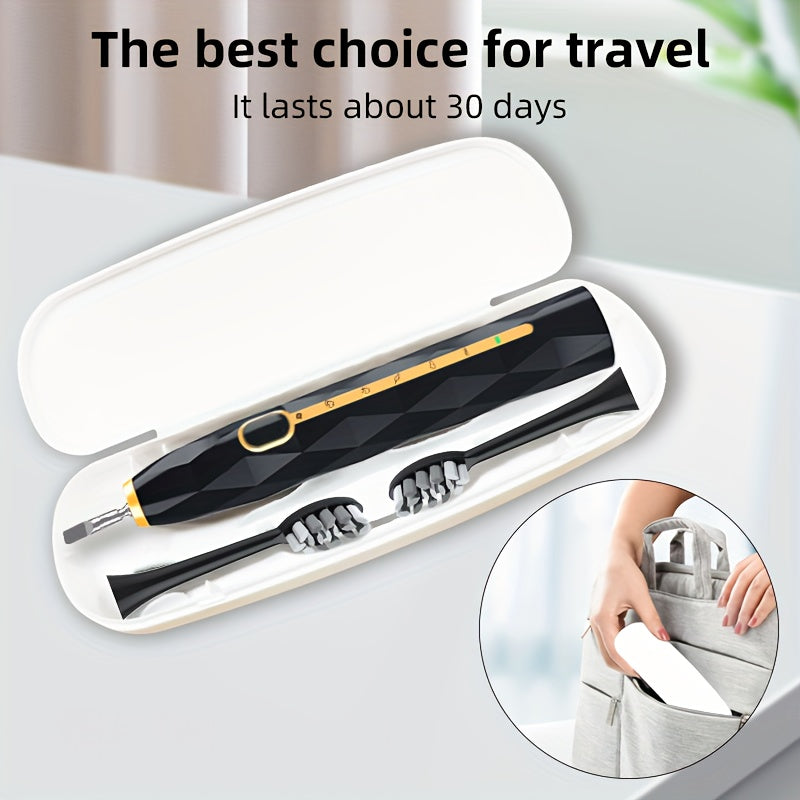 Acoustic Electric Toothbrush IPX8 Waterproof USB Rechargeable Couple Replaceable Metal Shaft Adult Men And Women With Toothbrush Seat With Suitcase Rechargeable Toothbrush Intelligent Timer 8 Replacement Brush Head 5 Colors