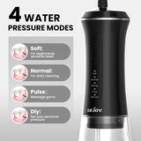 Sleek Cordless Water Flosser & Electric Toothbrush Combo - 11.83oz Large Water Tank, USB Rechargeable, Includes 8 Dental Tips & 7 Brush Replacements, Ergonomic Black Design for Easy Oral Care at Home or Travel, Home Dental Fl