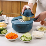 7 Replaceable Blades Multifunctional Manual Vegetable Cutter and Slicer Set with Plastic and Acrylic Grater, Shredder, and Slicing Tool, Hand Protector and Scraper for Kitchen Prep