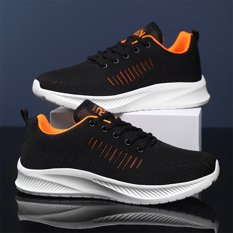 Breathable and Durable Men's Running Shoes with Shock Absorption and Lace-Up Design for Outdoor Activities