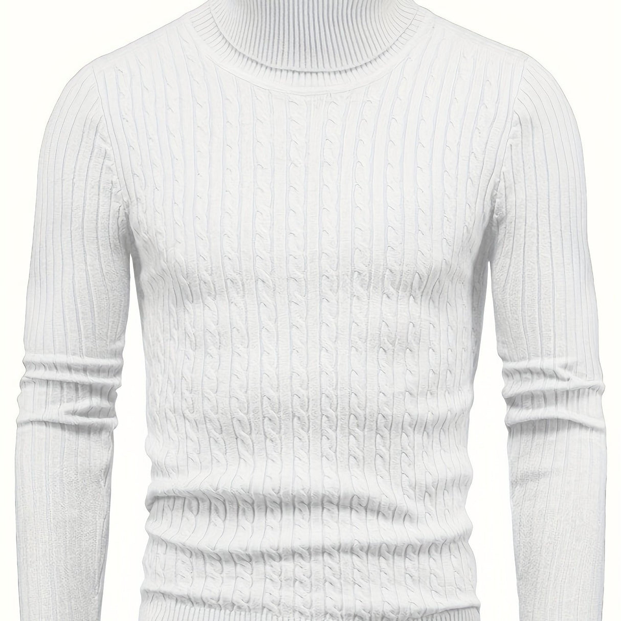 All Match Knitted Solid Sweater, Men's Casual Warm High Stretch Turtleneck Pullover Sweater For Men Fall Winter, Old Money Style