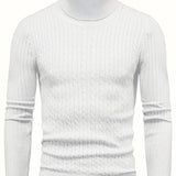 All Match Knitted Solid Sweater, Men's Casual Warm High Stretch Turtleneck Pullover Sweater For Men Fall Winter, Old Money Style