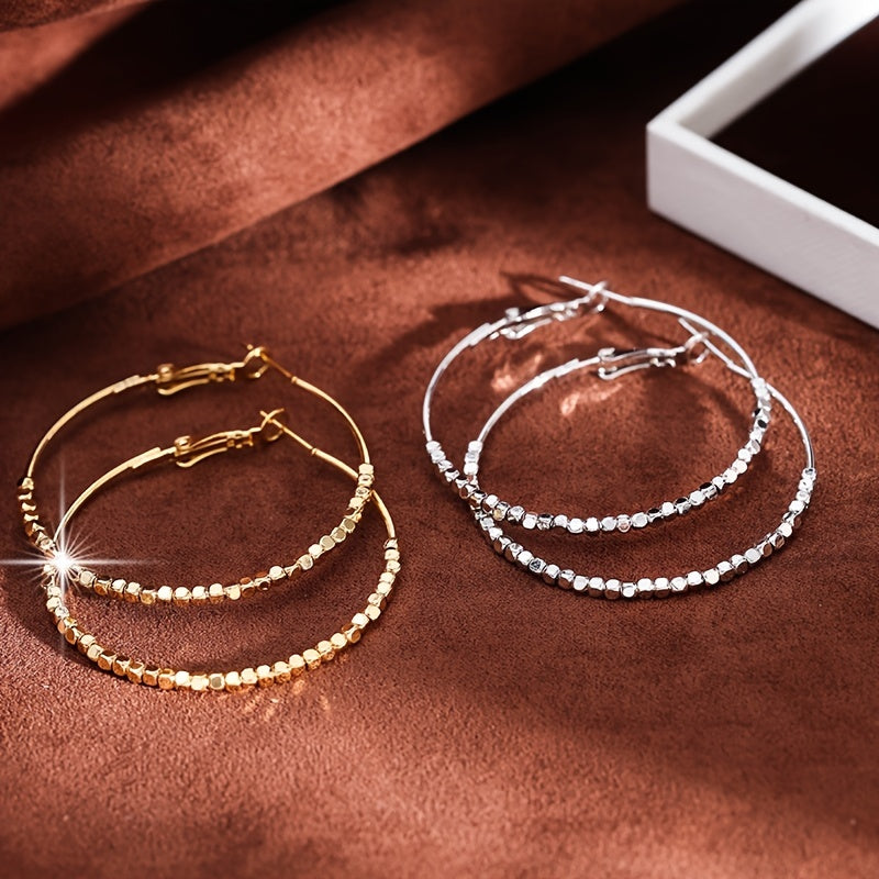 Cubic Beads Hoop Earrings Exaggerated Jewelry Accessories For Women Elegant Ear Jewelry