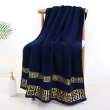 3-Piece Cotton Towel Set - Contemporary Embroidered Design, Super Absorbent Knit Fabric Bath and Hand Towels, Space-Themed 400 GSM Luxury Bathroom Essentials (1 Bath Towel, 2 Hand Towels)