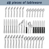 48/72pcs Silverware Set, Including Steak Knife, Premium Stainless Steel Cutlery Set, Knife, Spoon, And Fork Set, Dishwasher Washable, Stylish Design
