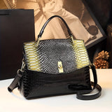 Premium Luxury Womens Retro Crocodile Pattern Bag - Stylish Crossbody Satchel with Elegant Top Handle - Versatile Shoulder & Handbag
