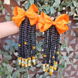 2pcs Delicate Braided Ponytail Hair Extensions - Exquisite Beads Decorations, Twist Dreadlocks Design, Stylish Ponytails, Adorable Hair Bows - Perfect for Girls and Young Women, Ideal for Casual Daily Wear, Leisure Activities