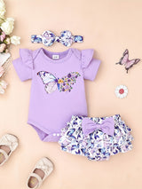 Newborn Baby Girl Clothes Infant Summer Shorts Set Ruffle Romper Fruit Butterfly Cute Baby Clothes Summer Outfits Set 0-18 Months, for Outdoor