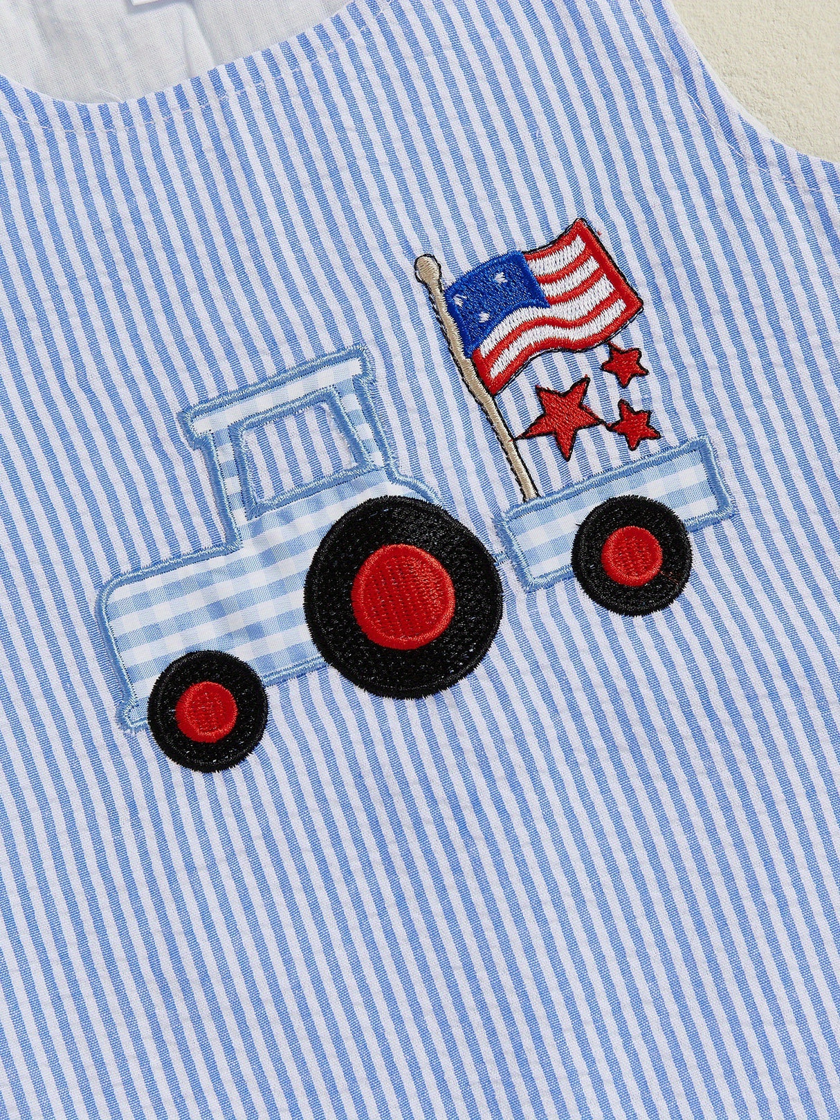 Toddler Boys Rompers Independence Day Clothes Flag Star Embroidery Stripe Summer Sleeveless Overalls Bodysuits Jumpsuits, for Outdoor