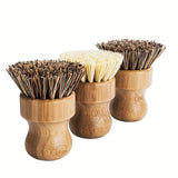 Sustainable Bamboo Dish Brush Set for Kitchen - Reusable, Hard Bristle Scrubbers for Cast Iron Pots & Pans, Natural Cleaning Essentials