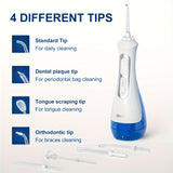 [Electric Toothbrush Water Floss Combo] 8 Brush Heads Rechargeable Electric Toothbrush - Water Floss Combination Kit with 5 Nozzles, Oral Doucher, White Home Kit