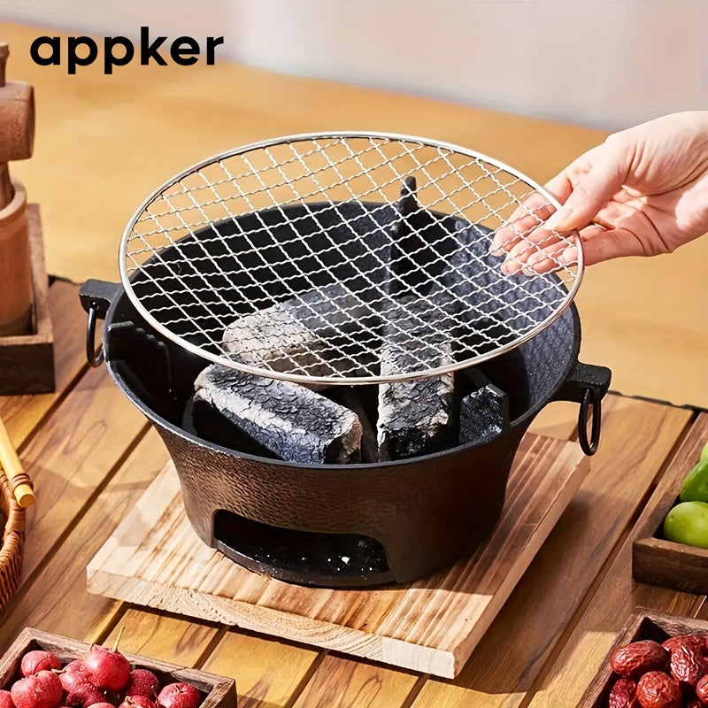 1Set, Cast Iron Charcoal Stove, Multi-functional Barbecue Stove, Round Heating Stove, Outdoor Camping BBQ Cooking Supplies