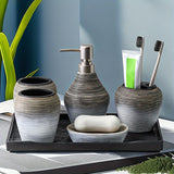 5pcs Ceramic Bathroom Set: Includes Lotion Dispenser, Toothbrush Holder, Soap Dish & More - Elegant Home Decor, Toothbrush Cup