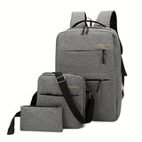 Korean Fashion Three-piece Set of Large-capacity Backpack, Simple and Trendy Backpack, Multifunctional School Bag for Men