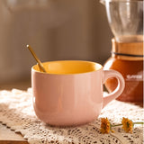 1pc Large-Capacity Solid Color Ceramic Mug - Coffee Cups & Mugs for Breakfast, Oatmeal, Coffee, Tea, and Water - Creative Household Essentials with Durable Design and Easy Grip Handle
