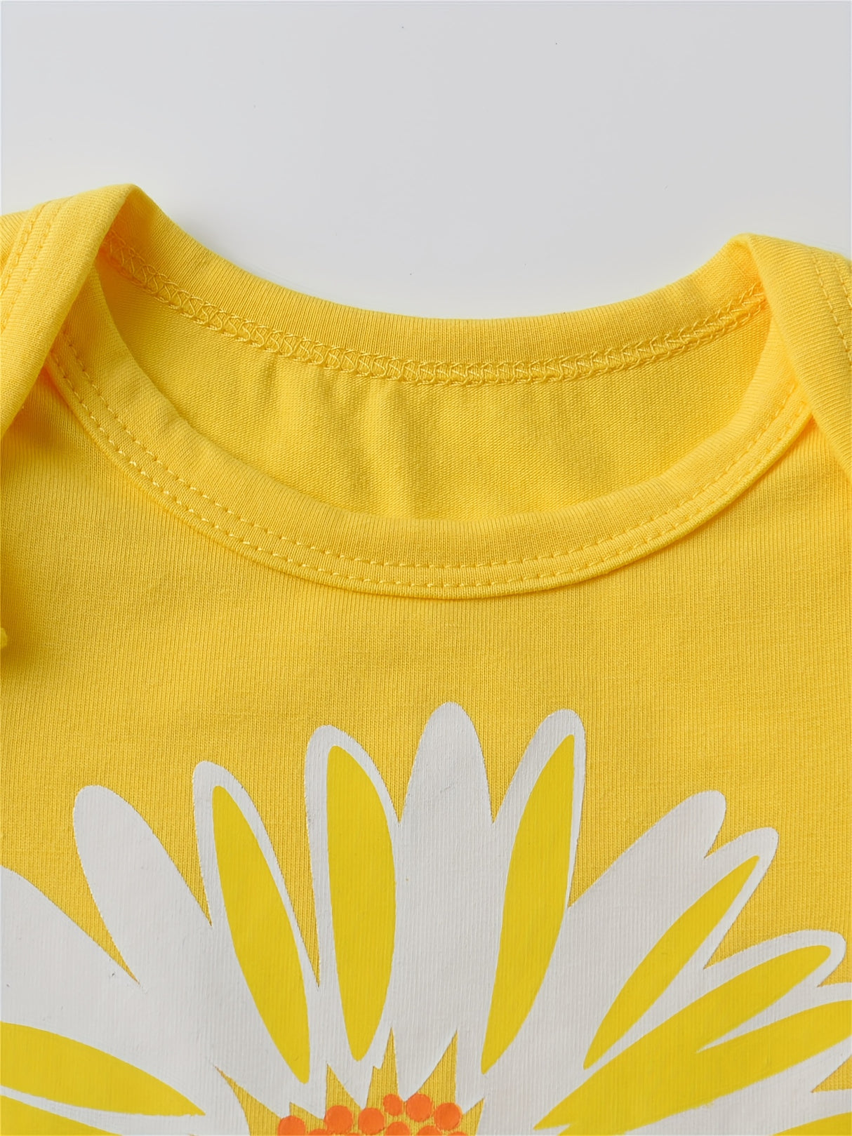 KuKitty Baby Girl Clothes Summer Ruffle Sleeve Sunflower Print Romper Floral Shorts Headband, Infant Girls 3pcs Outfits Set, for Outdoor