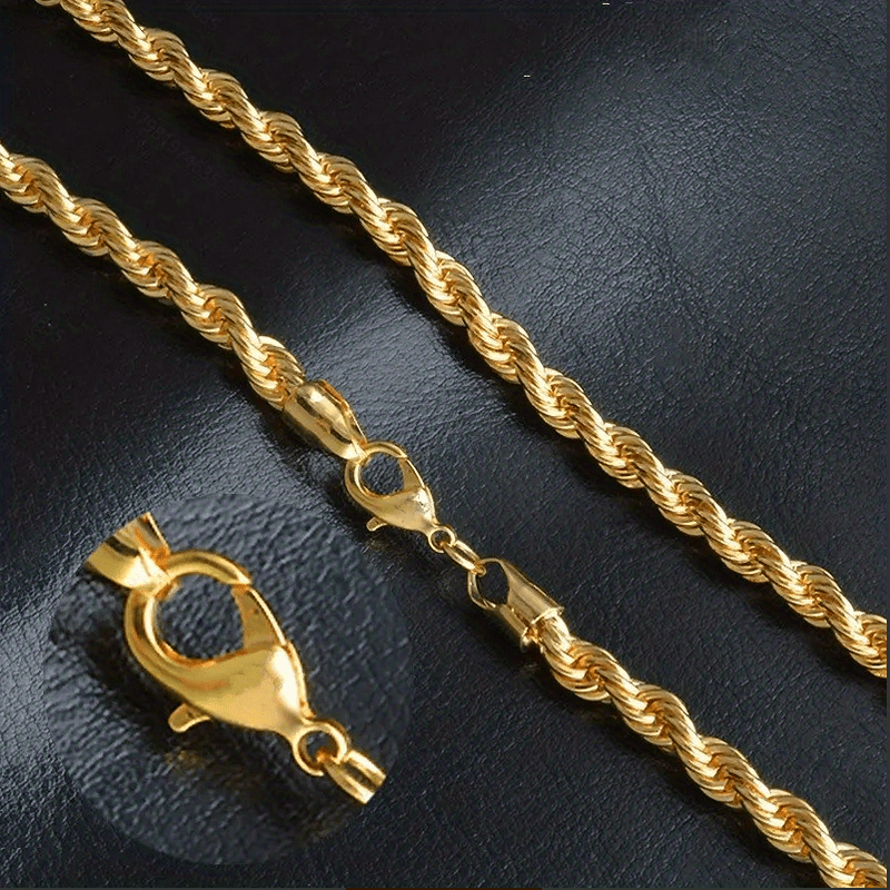 1PC Yellow Gold Plated Fried Dough Twist Chain Necklace