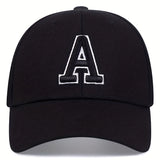 Solid Color Simple Casual Sports Hat - Letter A Embroidery Baseball Cap - Sunscreen Dad Hats