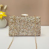 Mini Elegant Rhinestone Clutch Bag - Sparkling Embellishments, Chain Strap, Bridal Party Handbag with Evening Glamour - Perfect for Womens Formal Occasions
