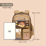 Lightweight 1pc Preppy Style Khaki Nylon Backpack for College, 16-inch Water-Resistant School Bag with Adjustable Straps, Zipper Closure, Polyester Lining, Contrast Binding, Easy to Clean, Printed Design