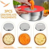 Mixing Bowls With Airtight Lids Set, 27PCS Stainless Steel Khaki Bowls With Grater Attachments, Non-Slip Bottoms & Kitchen Gadgets Set, Size 0.7, 4.5, 3.6, 2.7, 2.1, 1.7, 1.1QT, Great For Mixing & Serving