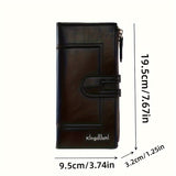 Double Zipper Long Wallet, Foldable PU Leather Coin Purse, Multi Card Slots Clutch Bag