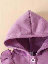 Baby Girl Ruffled Long Sleeve Fleece Hooded Single Breasted Coat, Kids Clothes Autumn And Winter (Recommended To Buy One Size Larger)
