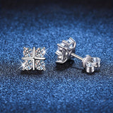 925 Sterling Silver Moissanite Stud Earrings Geometric Rhombus For Men Women Couple Jewelry  Holiday Birthday Anniversary Mother's Day Gift