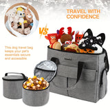 Travel Bag for Pets, a Weekend Travel Set for Dogs And Cats, Airline-Approved Tote Bag with Storage, Featuring Multiple Pockets, 2 Pet Food Containers, And 2 Collapsible Silicone Bowls.