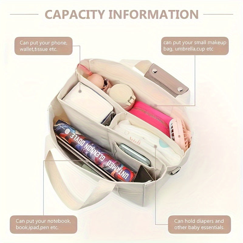 Canvas Tote Bag With Seperations, Durable Lightweight Shoulder Bag, Casual Practical Commuter   Bag