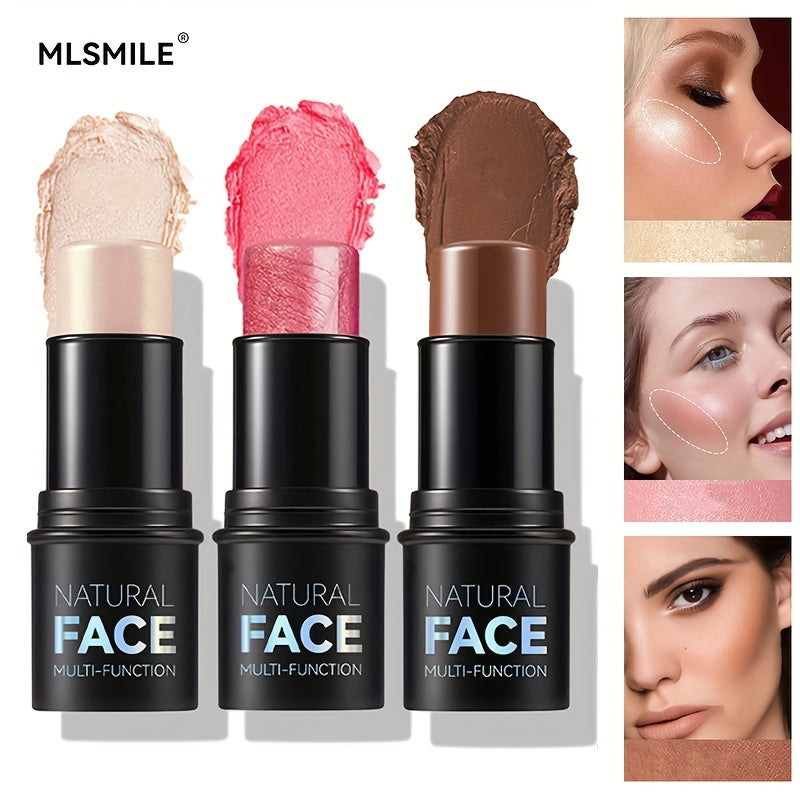 3-Piece Makeup Trio Set - Creamy Blush, Radiant Highlighter & Defined Contour - Waterproof, Long-Lasting Formula - Perfect Gift for Mothers Day & Beyond