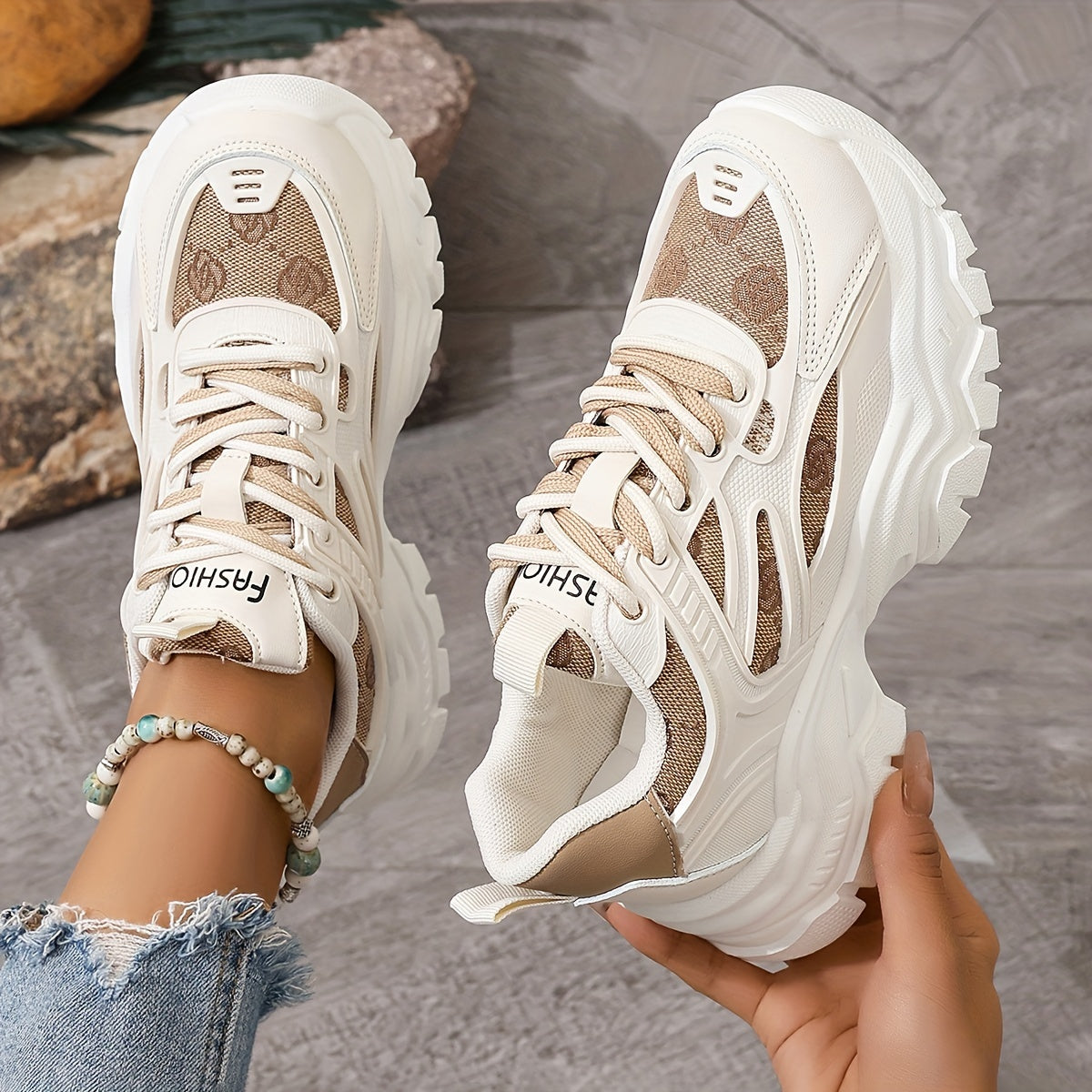 Women's Platform Mesh Sports Shoes, Breathable Lace Up Low Top Running Shoes, Versatile Walking Sneakers