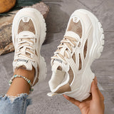 Women's Platform Mesh Sports Shoes, Breathable Lace Up Low Top Running Shoes, Versatile Walking Sneakers