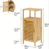14.2 Inch SOGES Bamboo Bathroom Storage Cabinet - Floor Standing, Shutter Door, Multi-Shelf Organizer for Bathroom Essentials
