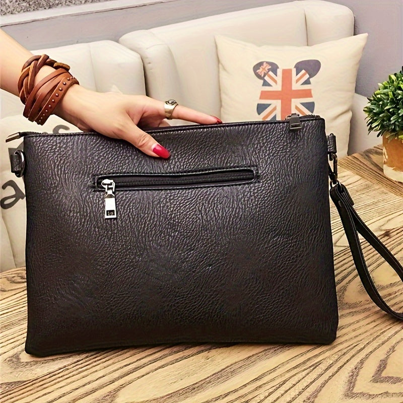 Fashion-Forward Womens Rivet Clutch Bag - Spiky Punk Style Crossbody Envelope Purse - Perfect for Everyday or Night Out Glam