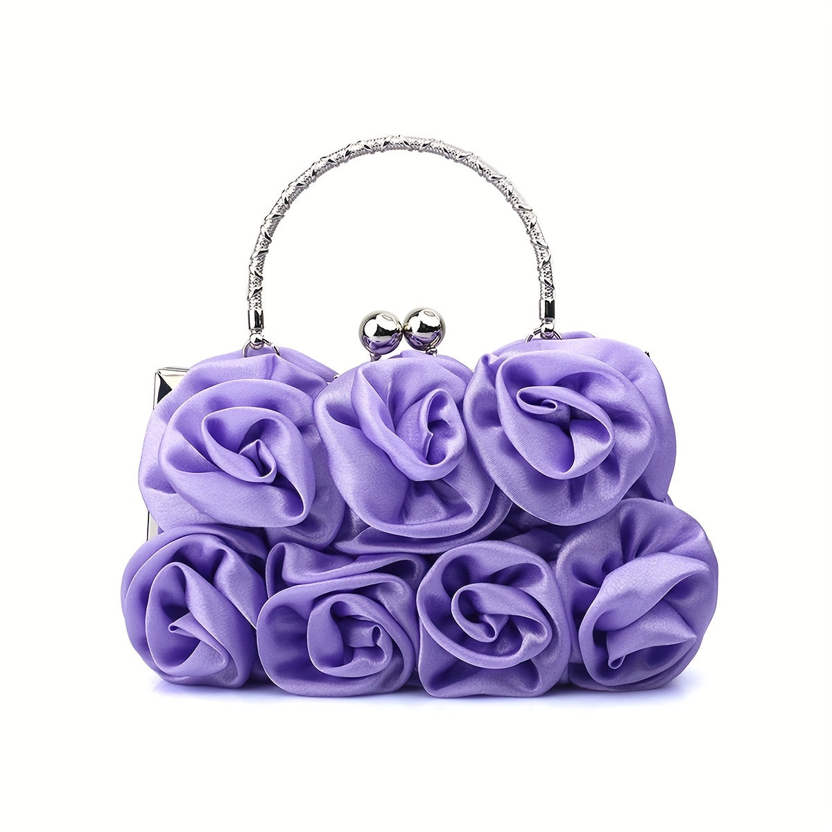 Elegant Floral Embellished Purse with Kiss Clasp