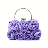 Elegant Floral Embellished Purse with Kiss Clasp