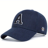 Solid Color Simple Casual Sports Hat - Letter A Embroidery Baseball Cap - Sunscreen Dad Hats