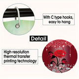 1/3/4pcs Diamond Butterfly Rose Pattern Shower Curtain Set - Waterproof, Non-Slip, Decorative Bathroom Essentials with Bath Mat, Toilet Cover Pad, U-Shaped Mat, and Hooks - Complete Home Bathroom Decor Solution