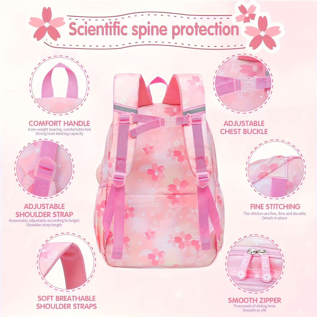 Girls' Hello Kitty Backpack/Duffel Bag - Pastel Pink School Bag with Zipper Closure, Large Capacity Travel luggage, Adjustable Shoulder Straps - Lightweight daypack for Girls, Birthday/Christmas/Holiday Gift for Anime Fans, O